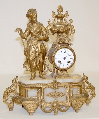 Alabaster &amp; Metal Lady Statue Clock — Antique Clocks Price Guide