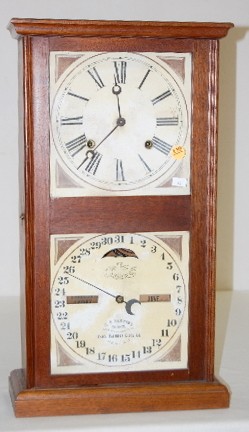 Ithaca Walnut Double Dial Calendar Clock — Antique Clocks Price Guide