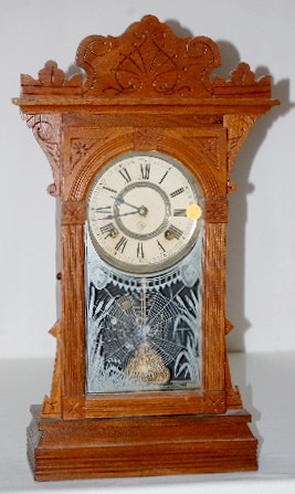 Ansonia Walnut Kitchen Clock, Spider Web Glass — Antique Clocks Price Guide