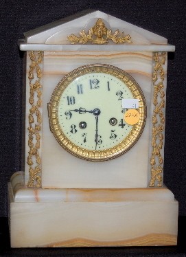 Japy Freres White Onyx Mantel Clock — Antique Clocks Price Guide