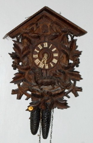 Black Forest Carved Fox &amp; Grape Cuckoo Clock — Antique Clocks Price Guide