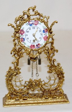 German Enamel Metal Filigree Novelty Clock — Antique Clocks Price Guide