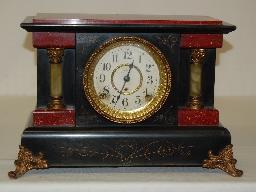 Enameled Wood Mantel Clock — Antique Clocks Price Guide