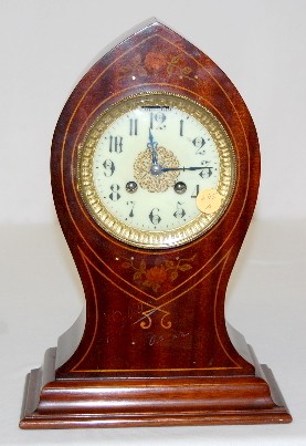 French Style Inlaid Balloon Top Mantel Clock — Antique Clocks Price Guide