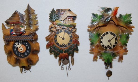 3 Miniature Carved Cuckoo Pendulette Clocks — Antique Clocks Price Guide