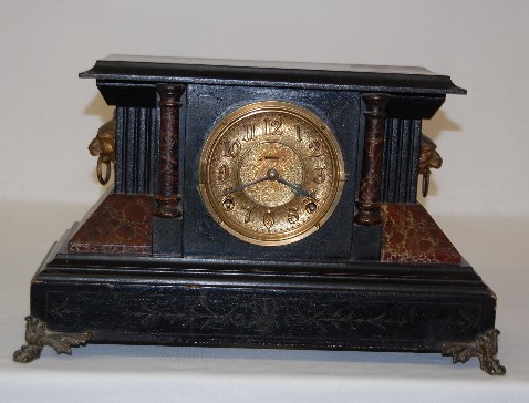 Red Marble and Black Wood Mantel Clock — Antique Clocks Price Guide