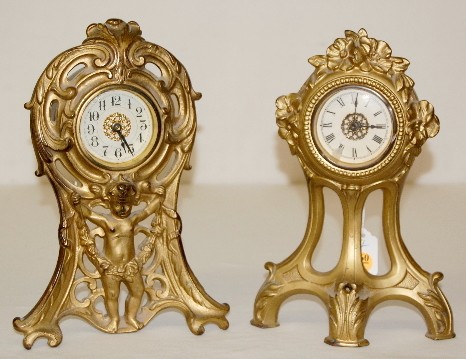 2 Metal Child &amp; Floral — Antique Clocks Price Guide