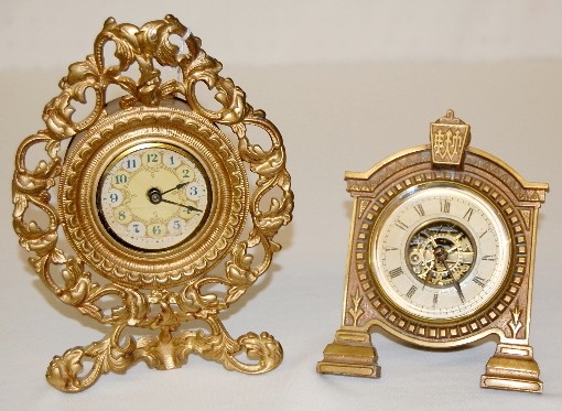 2 Metal Novelty Clocks: E.N. Welch &amp; Other — Antique Clocks Price Guide
