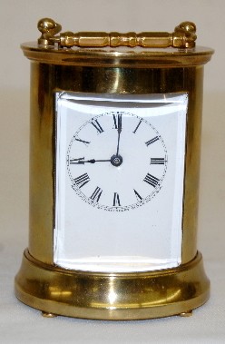 Round Brass Carriage Clock with Porcelain Dial — Antique Clocks Price Guide