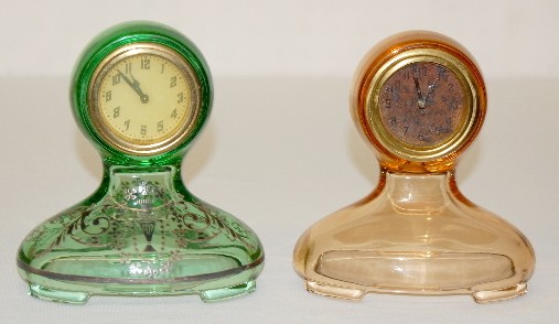 2 Glass Novelty Dresser Clocks — Antique Clocks Price Guide