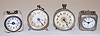 4 Small Metal Dresser Clocks