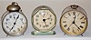 3 Antique Metal Alarm Clocks