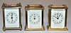 3 Miniature Waterbury Carriage Clocks