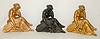 3 Metal Clock Statues; Seated Lady with Lyre