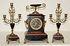 L. Marti & Cie Marble and Slate 3 Pc Clock Set