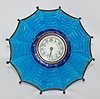 German Blue Glass Umbrella Dresser Clock