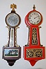 2 Miniature New Haven Key Wind Banjo Clocks