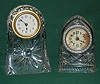 2 Pressed Glass Novelty Dresser Clocks