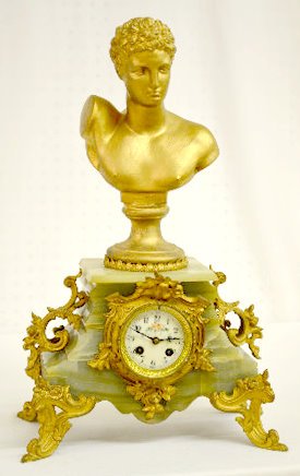 Marque Depose Mantel Clock - Onyx with Hermes — Antique Clocks Price Guide