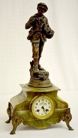 A.D. Mougin "Chemin ce l'Ecole" Boy Statue Clock — Antique Clocks Price Guide