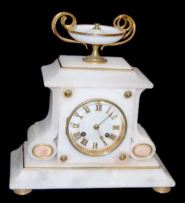 S Marti &amp; Cie Alabaster Mantel Clock — Antique Clocks Price Guide