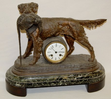 Machenaud, Paris Clock, Dog w/Pheasant — Antique Clocks Price Guide