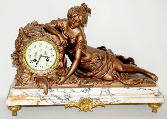 S Marti Reclining Lady Mantel Clock — Antique Clocks Price Guide