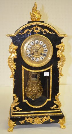 Japy Freres &amp; Co. Wood &amp; Bronze Mantel Clock — Antique Clocks Price Guide