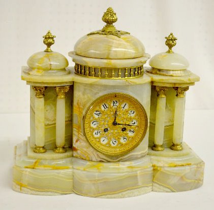 Green Onyx French &amp; Bronze Mantel Clock — Antique Clocks Price Guide