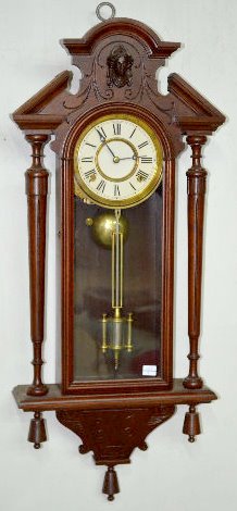 American Walnut Hanging Wall Regulator Clock — Antique Clocks Price Guide