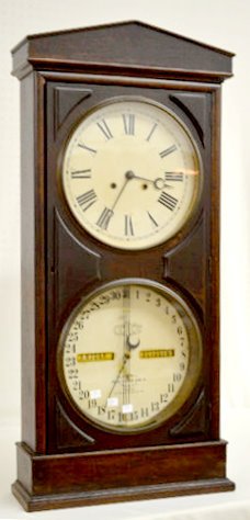Ithaca No. 3 Walnut Double Dial Bank Clock — Antique Clocks Price Guide