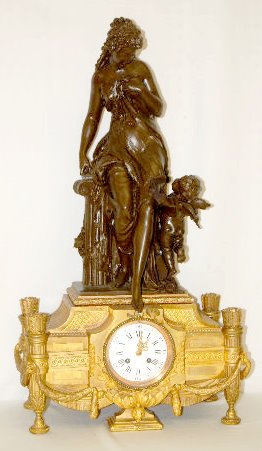 Marti Figural Mantel Clock - Lady and Cherub — Antique Clocks Price Guide
