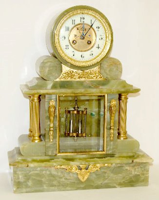 Marti 1900 Green Onyx Mantel Clock — Antique Clocks Price Guide