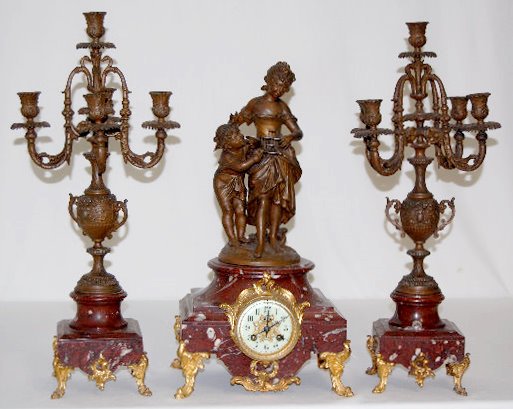 Vincenti &amp; Cie 1855 3 Piece Clock Set — Antique Clocks Price Guide