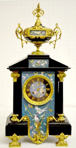 Fabulous French Slate &amp; Cloisonn/(c) Mantel Clock — Antique Clocks Price Guide