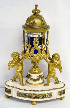 French Bronze &amp; Marble Clock w/Cherubs — Antique Clocks Price Guide