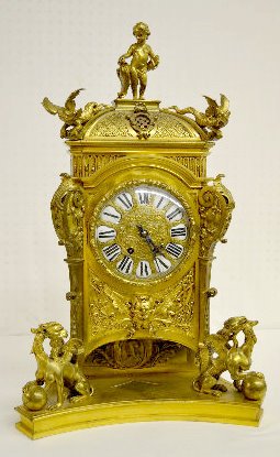 Marti Gilt Bronze Clock with Griffins &amp; Dragons — Antique Clocks Price Guide