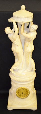 French 3 Graces Alabaster Clock, 3 Sections — Antique Clocks Price Guide