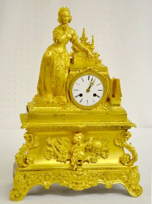 Pons 1827 Dore Bronze Clock w/Lady — Antique Clocks Price Guide