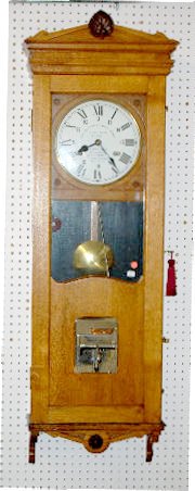 A. Lambert Oak French Hanging Time Clock — Antique Clocks Price Guide