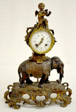 French Bronze Elephant and Cherub Clock — Antique Clocks Price Guide