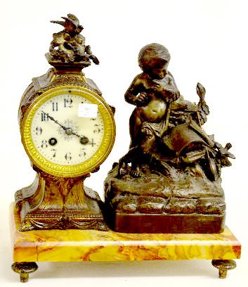 French Cherub and Birds Shelf Clock — Antique Clocks Price Guide