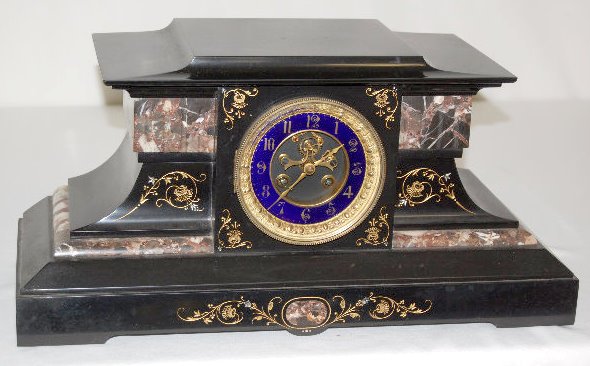 Ornate Slate &amp; Marble Mantel Clock — Antique Clocks Price Guide