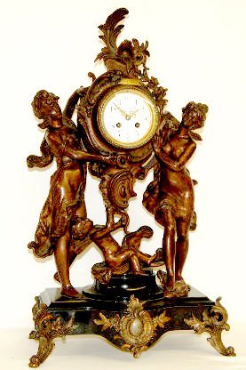 A.D. Mougin "La Jeunesse" Double Statue Clock, Moreau — Antique Clocks Price Guide