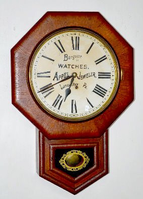 Ansonia Advertising Short Drop School Clock — Antique Clocks Price Guide
