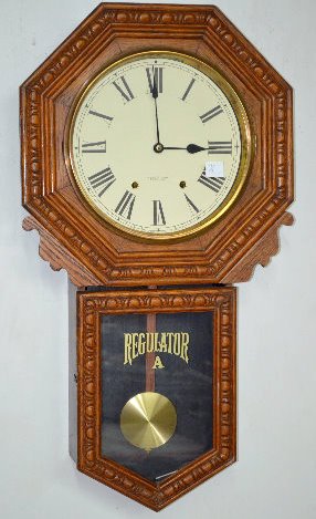 New Haven Oak Hanging School House Clock — Antique Clocks Price Guide