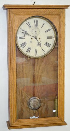 Oak Waterbury 2 Weight Wall Clock — Antique Clocks Price Guide