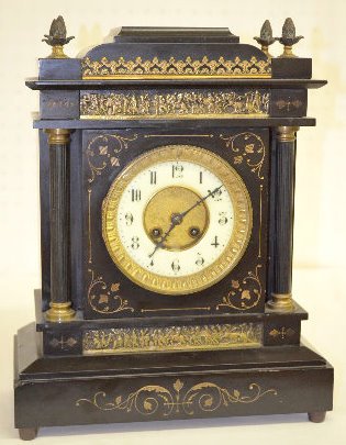 Ornate French Slate &amp; Bronze Mantel Clock — Antique Clocks Price Guide