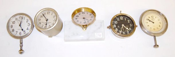 4 Automobile Clocks &amp; 1 Other — Antique Clocks Price Guide