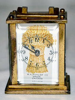 W.E. Fraiser, Chicago Advertising Carriage Clock — Antique Clocks Price Guide